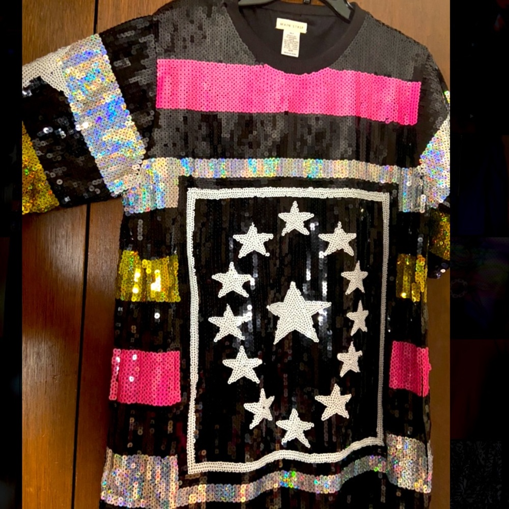 Sequined shirt dress. Worn once